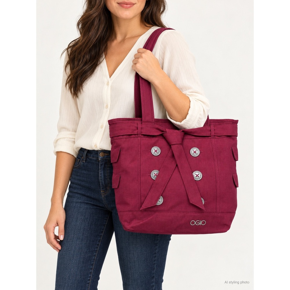 OGIO Hamptons Tote Bag Sangria Burgundy Canvas Laptop Shoulder Bag Organizer
